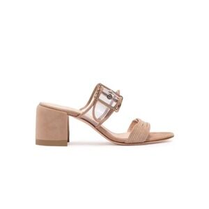 AGL Transparent Buckle Strap Mule Sandals in Suede – Made in Italy Size 37